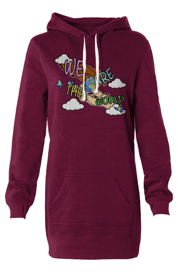 Women's We Are The World Hooded Sweatshirt Dress
