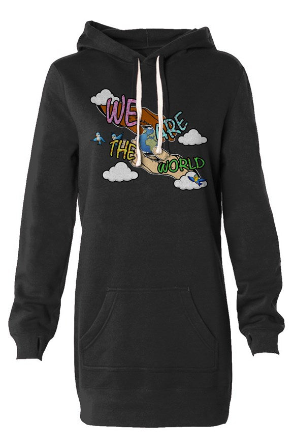 Women's We Are The World Hooded Sweatshirt Dress