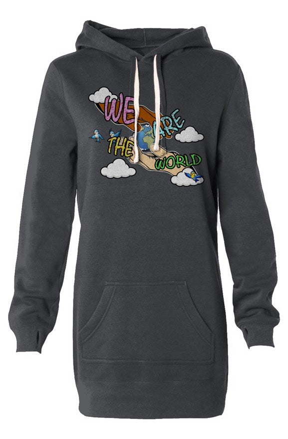 Women's We Are The World Hooded Sweatshirt Dress
