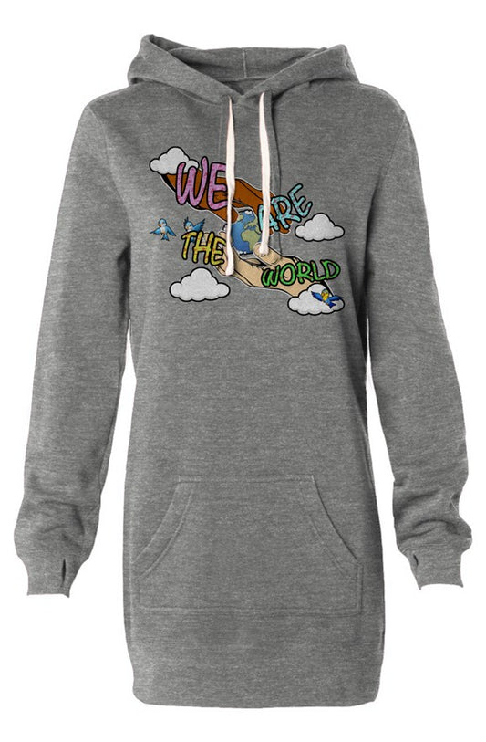 Women's We Are The World Hooded Sweatshirt Dress