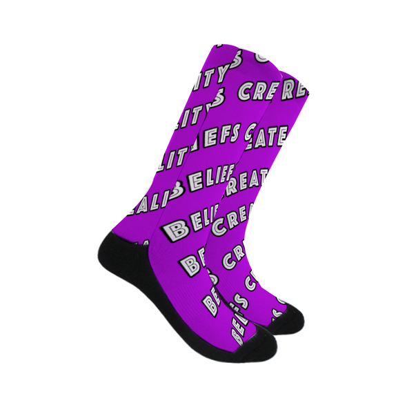 Beliefs Create Reality Socks Purple